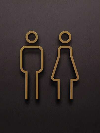 1pc 3D Acrylic Restroom Sign, Unisex - Black And Golden, Easy Door Mount For Hotels And B&Bs, Men's Restroom Women's Restroom Bathroom Wall Stickers Signage Toilet Door Sign WC Signage, Home Decor, Restroom Decor