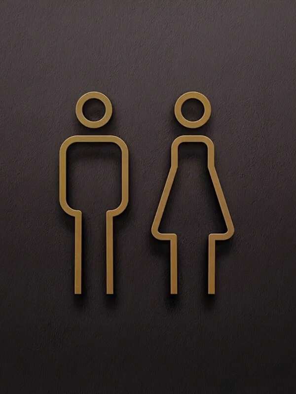 1pc 3D Acrylic Restroom Sign, Unisex - Black And Golden, Easy Door Mount For Hotels And B&Bs, Men's Restroom Women's Restroom Bathroom Wall Stickers Signage Toilet Door Sign WC Signage, Home Decor, Restroom Decor