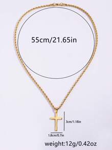 1pc Cross Necklace For Men Boys, Silver Gold Rope Chain Cross Pendant, Waterproof And Non Fading, Fashionable Jewelry Gift For Family, Dad, Brothers And Friends, Perfect Christmas Jewelry Gift