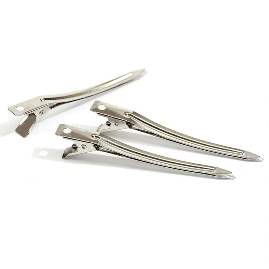 10 件专业鸭嘴分发夹 - 银色波浪夹鳄鱼皮发夹，适用于造型、剪发、烫发和染色 - 防滑扁平发夹，可精确分区 - 耐用金属美发工具，适用于沙龙、理发店和家庭使用 - 耐热防滑设计，适合返校、旅行度假必备，女士发饰