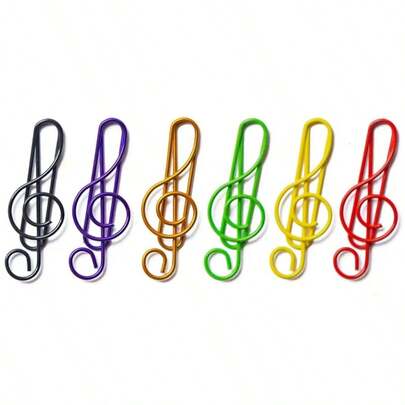 10/30/80pcs Set Music Note Shaped Paper Clips, 6 Mixed Colors, Metal Material, Music Themed Office Accessories, Suitable For Bookmarks, Office, School Notebooks, School Supplies, Back To School Season