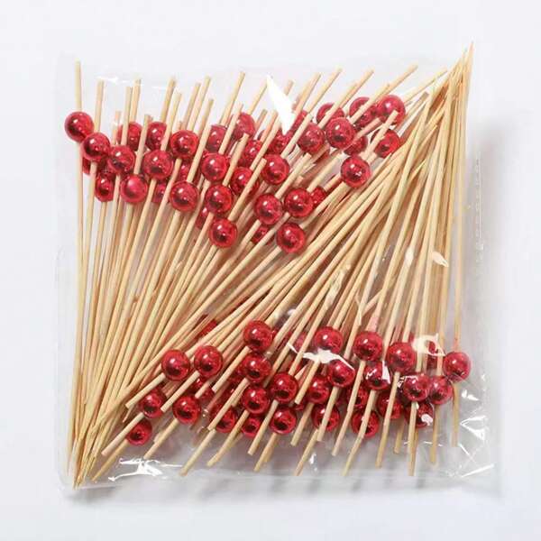 Set de 200/100/50/10 piezas de palillos para aperitivos, pinchos de fruta, palillos de bambú de 4.7" para sándwiches y cócteles de fruta, decoraciones para aperitivos de fiesta, suministros para fiestas de cumpleaños y bodas, club, fruta, magdalenas, hamburguesas, aperitivos, tartas