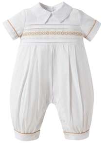New Style Baby Boy Embroidered White Dress Jumpsuit 2025 Hot Style 100-Day Baby Boy Pure Cotton Dress Ceremonial Sense King