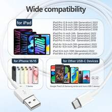 车载 Carplay 数据线兼容 Apple 16 Pro/16/15 Pro Max/15 Plus/15，长 USB A 至 USB C Carplay 充电线，iPad Pro 12.9/11、10th、Air 5th/4th、iPad Mini 6th Gen 车载充电线兼容 16、16 Pro Max、15、15 Plus、15 Pro、15 Pro Max，兼容 Redmi，兼容 OnePlus Type C