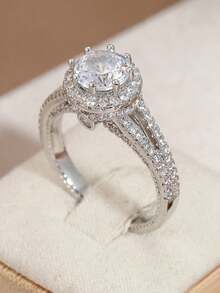 1 件优雅奢华的 925 纯银莫桑石女士订婚戒指 - 高端别致的设计，适合日常佩戴和派对，是送给女朋友、周年纪念、创意和独特珠宝的理想礼物 - 銀色 - 查看 8