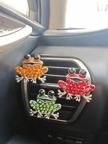 1/3 件可爱水钻青蛙汽车出风口夹香薰扩散器装饰，水钻汽车内饰配件，空气清新剂装饰礼物