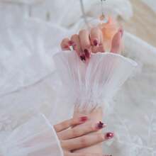 1 Paar einfarbige super Feenbraut kurze ausgestellte Ärmel Tüll Spitzenbesatz Maniküre Shooting Requisiten Braut Lolita JK Mädchen Armstulpen, geeignet für Hochzeiten, Partys
