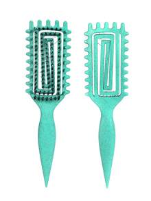 Hair brushes-EU+UK Curling Wet Hair Brush, Soft Bristle Comb, Reduces Hair Pulling And Curl Separation, Round Teeth, Unisex Styling Tool - Multicolor - View 14