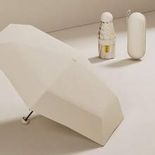 Travel Mini Umbrella For Purse With Case Small Compact UV Sun Protection Sun Lightweight Tiny Pocket Umbrella For Women Girls And Men - Warm sand color - 查看 10