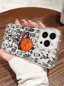 1 件篮球涂鸦图案透明气囊软手机壳，全覆盖防滑保护套适用于 11 12 XR 13 13 Pro 13 Pro Max 14 14 Pro 14 Pro Max 15 15 Pro 15 Plus 15 Pro Max 16 16 Pro 16 Plus 16 Pro Max - 彩色 - 查看 3
