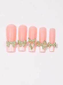 1 盒 60 件金属蝴蝶结指甲饰物、合金指甲蝴蝶结 3D 金色蝴蝶结指甲饰物、奢华闪亮蝴蝶结指甲饰物、美甲配件、美甲指甲 DIY 饰物、美甲用品、指甲、美甲宝石 - 金色 - 查看 9