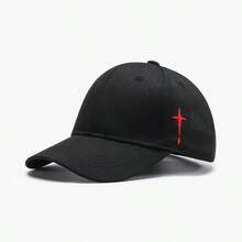 New Spring Embroidered Water Drop & Cross Sports Baseball Cap For Men & Women, Stylish Youth Sun Hat - Black - View 2