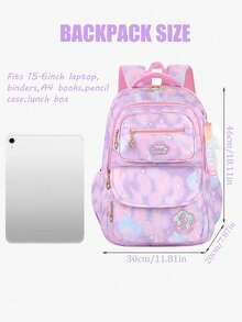 Mochila para niñas, mochila galaxia para niños y adolescentes, mochilas escolares para niñas, mochila chica soñadora, mochila escolar, mochila casual duradera y ligera para viajes con llavero de peluche blanco, diseño reflectante, linda bolsa para libros para estudiantes de primaria - Morado - Ver 7