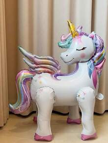 1 件独角兽铝箔气球，用于生日派对装饰，彩虹独角兽派对用品，小马驹气球，用于生日装饰 - 彩色 - 查看 2