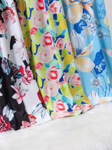 3pcs Women's Plus Size Sleeveless Pajamas-Elegant Prints, Soft Elastic Fabrics, Loose Ruffled Pajamas And Pajamas, Machine Washable, Comfortable In All Seasons, Comfortable Home Clothes, Vibrant Printed Pajamas, And Easy-To-Care Materials.