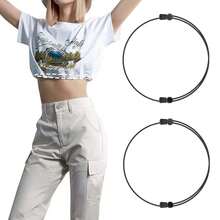 2条黑色可调节松紧带，无缝舒适的固定带，用于缩短任何款式的上衣，可用于毛衣、衬衫、吊带背心、衬衫和T恤，可以改变你穿上衣的方式，女性必备，适合休闲出游、日常穿着、夜间外出、时尚穿着、瑜伽、户外运动和健身必备，个性化DIY缩短神器