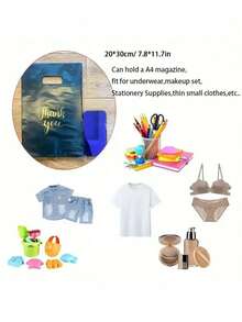 100pcs Plastic Gift Bags, Convenience Store And Clothing Store Packaging Bags, Grocery Store Shopping Bags, Low-Pressure Flat-Mouth Four-Finger Tote Bags, Gift Packaging Plastic Shopping Bags, Clothing Bags (Manual Counting Will Have An Error Of 3) - Nhiều màu - Xem 6