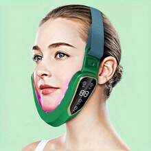 Rechargeable V-Face Massager] Rechargeable V-Face Lifting Massager | USB Facial Beauty Tool With LED Display & Adjustable Intensity, For Glowing Light Beige & Contouring - Perfect Gift For Easter, Mother's Day, Women & Teens - White - View 5