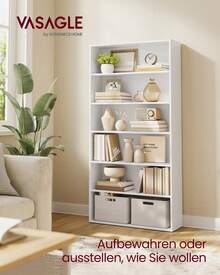 VASAGLE Bücherregal,offenes Aufbewahrungsregal, Standregal,für Wohnzimmer, Homeoffice, Esszimmer,Wolkenweiß