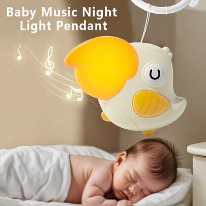 1 件可爱小夜灯，舒缓音乐助眠，婴儿车挂饰，卧室睡眠灯，哺乳喂养护眼儿童小夜灯，床头灯