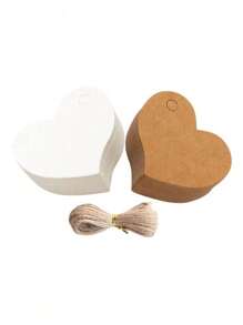 100 Pieces Blank Kraft Heart Gift Tags, Kraft Heart Gift Tags With Drawstrings, Hollow Baking & Clothing Labels, Blank Graffiti Hang Tags, Kraft Tags With String, DIY Blank Hang Tags For Wedding/Mother's Day/Party/Graduation, Gift Wrapping, Home Decoration, DIY Crafts, Baking Wrapping, Party Decoration, Valentine's Day