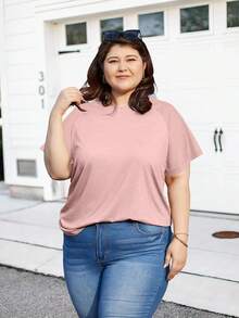 Women's Plus Size Floral Bell Sleeves Crewneck Tunic Loose Casual Summer Tops,-Shirts LETY - Pink - View 10