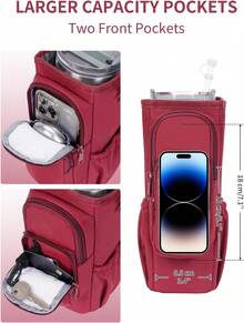 Water Bottle Carrier Bag With Phone Pocket For   Era 40oz Accessories Insulated Water Bottle Holder Pouch With Strap  Cup Sling Bag With Straw Cover For Crossbody - 紅色 - 查看 5