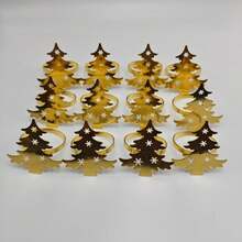 Anillos para servilletas de árbol de Navidad de metal hueco premium, portaservilletas sencillos, disponibles al por mayor