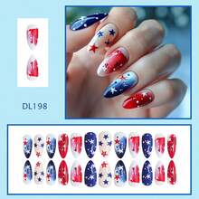 Glow HavenAlmond Press On Nails Medium Length Red White Blue Nails With Designs Cute 4th Of July Nails Press Ons Gel Glue On Nails Acrylic Glossy Full Cover Stick On Nails Independence Day Manicure - Style02 - View 10