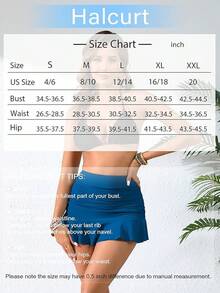 Halcurt Women's High Waisted Ruched Ruffle Swim Skirt With Shorts Tummy Control Tankini Swim Skort Bikini Swimsuit Bottoms - Peacock Blue - View 6