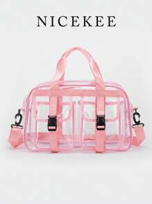 Large-Capacity, Highly Attractive Transparent PVC Travel Bag, Daily Versatile Fashion Leisure Fitness Bag, Niche Design Hand-Held Storage Bag, Equipped With Adjustable Long Shoulder Strap, Simple And Generous, Suitable For Travel, Yoga, Swimming And Fitness, Etc.