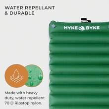 Hyke & Byke Appalachian Inflatable Sleeping Pad Camping And Backpacking - WR 70 D Ripstop Nylon Fabric - 76 X 24 In - Long - Gray Green - Long With Pump Sack - View 2