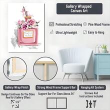1Pc Solid Wood Frame Canvas Poster, Girls Bedroom Wall Art Perfume Painting Pictures Print On Canvas, Girl Theme Large Canvas Wall Art, Artwork Wall Painting For Gift, Bedroom, Office, Living Room, Cafe, Bar, Wall Decor, Home And Dormitory Decoration Ready To Hang - 金色 - 查看 5