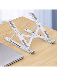 Adjustable Laptop Stand (With Cooling Function) - Foldable Ergonomic Stand, Suitable For 10-17 Inch Laptops, Anti-Slip Desk Mount, Plastic Material, Ergonomic Desktop Support | Modern Laptop Stand | Adjustable Height,For School Supplies,Back To School - Multicolor - View 3