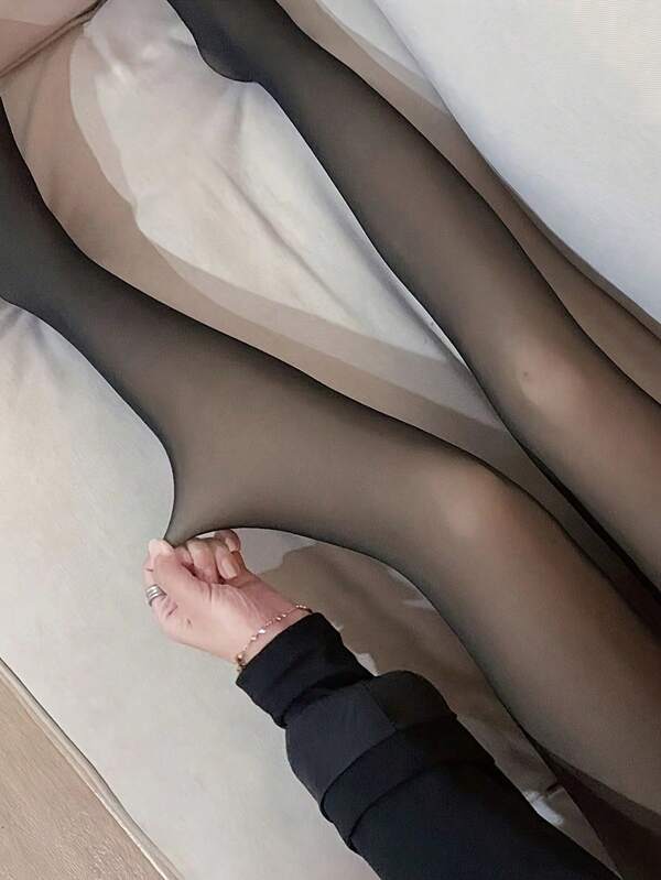 1 pieza 220g/80g Medias de seda cálidas de otoño e invierno para mujer, pantalones ajustados largos negros, objeto de pierna desnuda, leggings sexy y resistentes al frío para negocios y trabajo en invierno, con gruesos pantimedias de felpa (Adecuado para -20 °C)