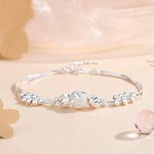 S925 Sterling Silber feines dreischichtiges Glückskugel-Charm-Armband für Mädchen und Frauen & Musikfestivals, ideal als Valentinstag & Ganzjahres Geschenk