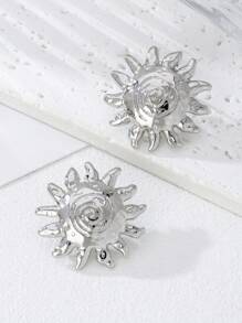 1 Par de Aretes de Botón Metálicos Geométricos de Moda y Versátiles, Adecuados para Uso Diario