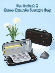 1 pieza Funda protectora con patrón de cereza, corazón y lazo, compatible con Switch2/Switch NS/Smart OLED/Lite, compatibles con accesorios de consola de juego Switch/switch 2, Set completo que incluye bolsa de almacenamiento, base para ranura para tarjetas, cubierta protectora de Switch, mejor regalo compatible para jugadores de interruptor - Multicolor - Ver 2