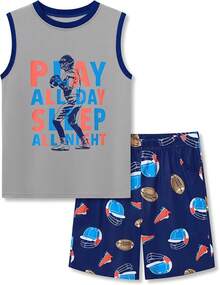 Little & Big Boys 2-Piece Cozy Summer Pajamas Black Gamer Tank Top & Shorts Cool PJ Kid Set Size 6-18 - Grey - View 1