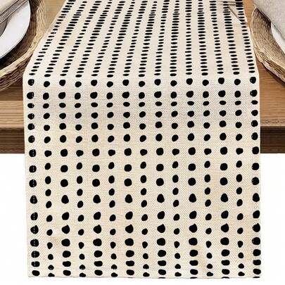 1 件几何圆点印花桌旗，4/6/8 件圆点印花餐垫，适合节日、派对、生日、晚宴、厨房/餐厅餐桌装饰、四季家居生活纺织装饰