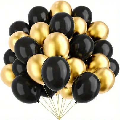 36pcs Elegant Black And Gold Balloons, Including 10-Inch Gold And Black Metallic Balloons, Ideal For Birthday, Retirement, Graduation, And New Year's Eve Parties