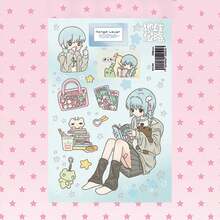 1 Blatt Cartoon Mädchen Charakter Aufkleber, süße Kawaii Mädchen dekorative Aufkleber für Scrapbooking, Tagebuch Dekoration, Schulmaterial, Rückkehr zur Schule