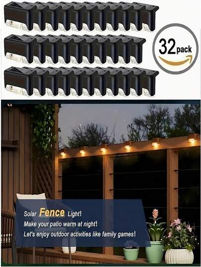 32/24/16/12/8/4-Piece Outdoor Solar Garden Lights – 1 LED Solar Illumination, Suitable For Home Garden Decor, Stairs, Terraces, Fences, Courtyards, And Wall Decorations – Auto On/Off, Durable, Easy To Install, Warm White Light