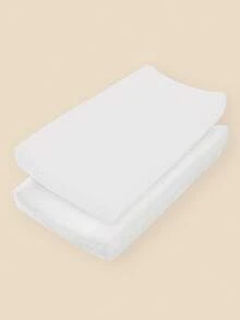 2 Packs Changing Pad Cover/Fitted Bassinet Sheets For Girls Boys, Ultra Soft Breathable , Baby Diaper Change Table Pad Covers/Breathable Baby Bassinet Sheets Fit For Baby Bassinets, Cradle, Moses Basket Oval Rectangle Pad/Mattress - White - View 3