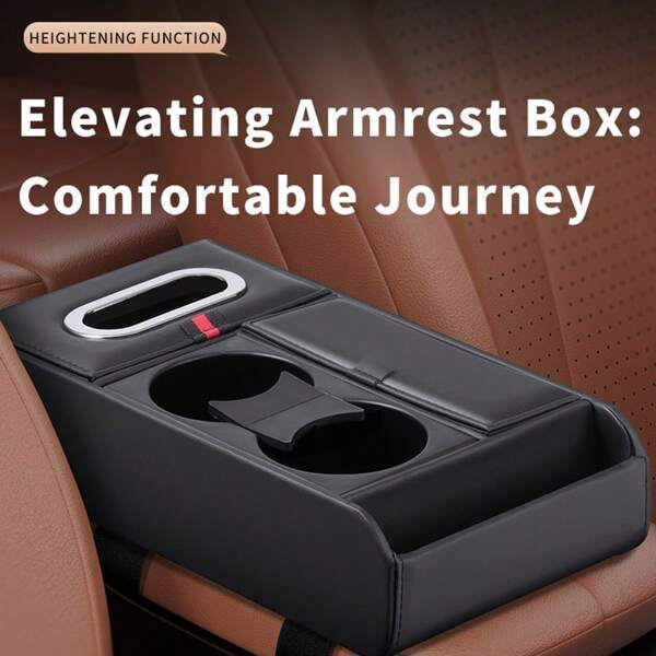 A Multifunctional Armrest Pad That Combines Storage, An Armrest Box, A Central Car Frame, A Car Paper Storage Box, And A Car Cup Holder.