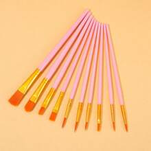 10pcs Vibrant Nylon Hair Paint Brush Set, Plastic Handle Oil/Acrylic/Watercolor/Gouache Painting Brushes, Multi-Color Creative Art Supplies, Suitable For Students, Painting