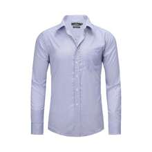 Camisa de Hombre a Cuadros de Manga Larga | Casual con Elástica | Algodón Transpirable | Estilo Relajado y Versátil - Azul - Ver 1