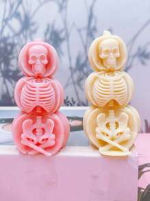 1 Set Of 3 Pumpkin Skull Shaped Silicone Mold, DIY Halloween Skull Incense Candle Gypsum Home Decor, Silicone Molding