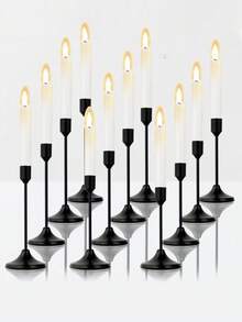 Zestaw 12/3 szt. w stylu europejskim, romantyczny metalowy świecznik, polerowany świecznik na stół, odpowiedni do świec filarowych i stożkowych, wystrój pokoju, wystrój domu, wielofunkcyjna dekoracja stołu na festiwale - idealna na Boże Narodzenie, Halloween, wesele, bankiet, imprezę, dekorację domu i hotelu (świece nie są dołączone)