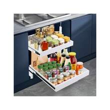 InSyoForeverEC Alloggiamento sottopensile, supporto estraibile, supporto estraibile a 2 strati, lunghezza e altezza regolabili, guide silenziose, supporti da cucina nascosti con 22,05 libbre per strato